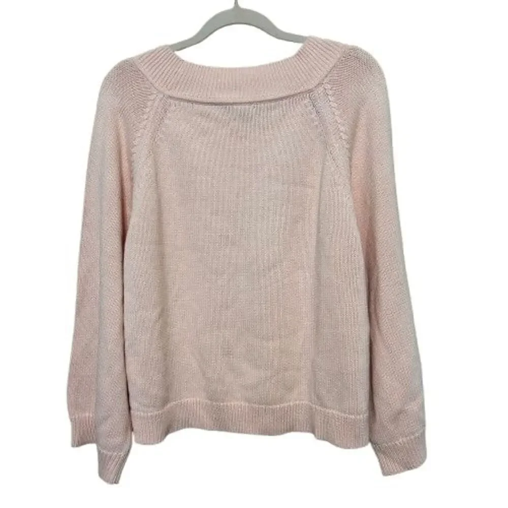 J. Crew Relaxed-Sleeve Boatneck Beach Sweater Womem Medum Pink Oversized Coastal